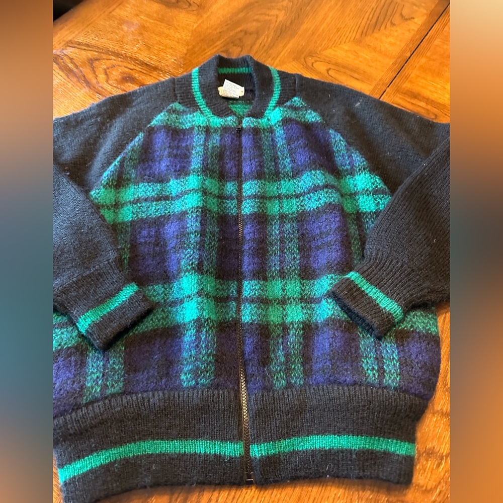 Men’s Vintage Mohair-wool mix zip sweater